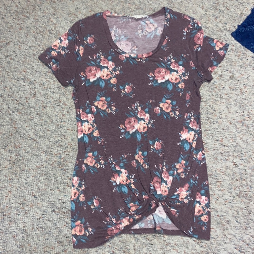Floral faux knot tshirt